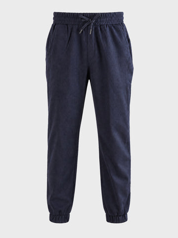 Men's Blue Relaxed Fit Solid Casual Joggers