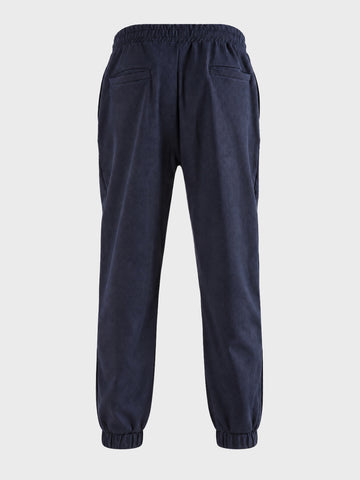 Men's Blue Relaxed Fit Solid Casual Joggers