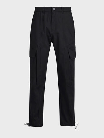 Men's Black Relaxed Fit Solid Utility Cargo