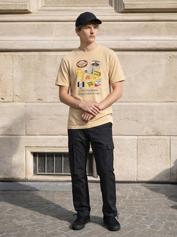 Men's Black Relaxed Fit Solid Utility Cargo
