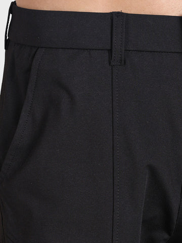Men's Black Relaxed Fit Solid Utility Cargo