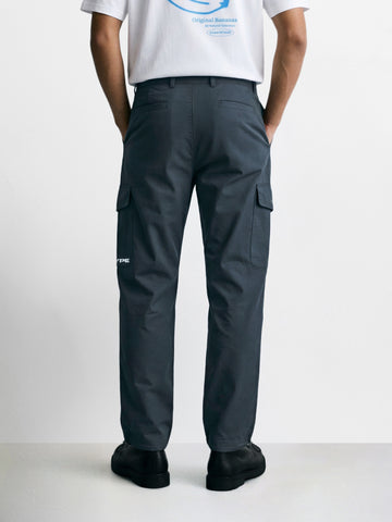 Men's Grey Relaxed Fit Solid Utility Cargo