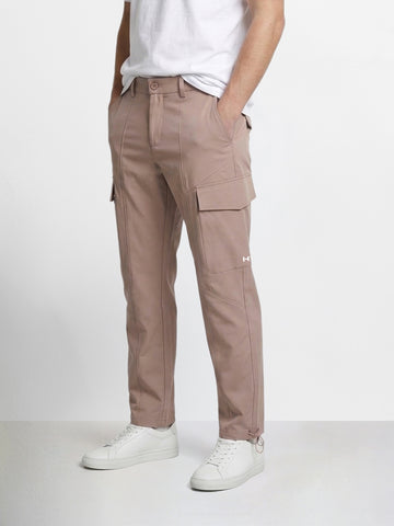 Men's Brown Relaxed Fit Solid Utility Cargo