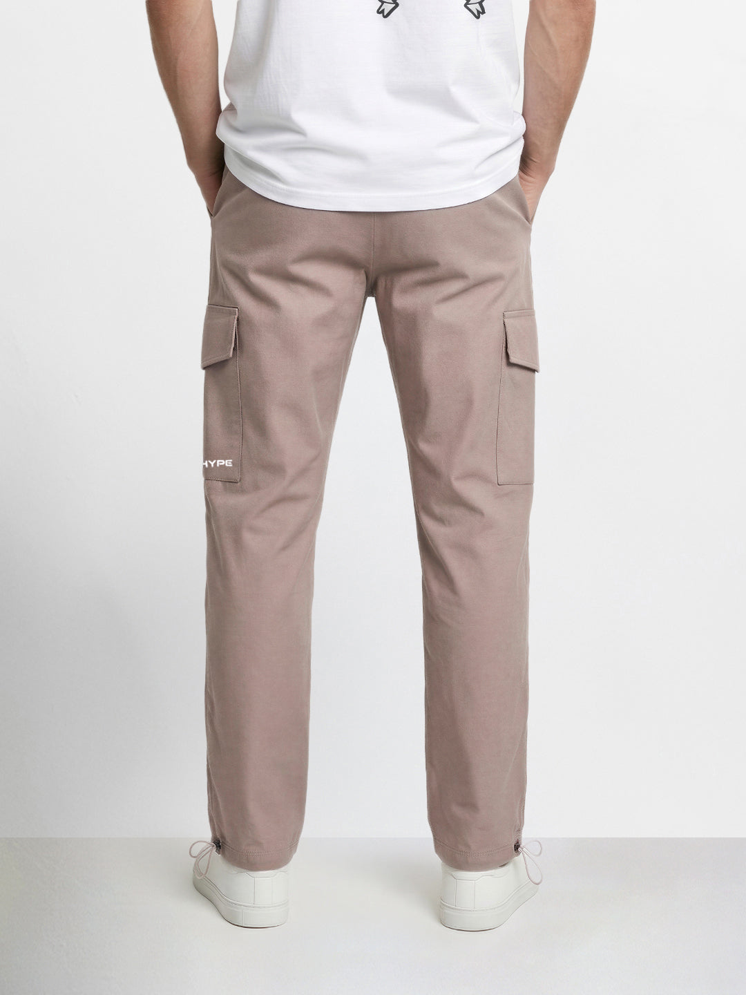 Men's Brown Relaxed Fit Solid Utility Cargo