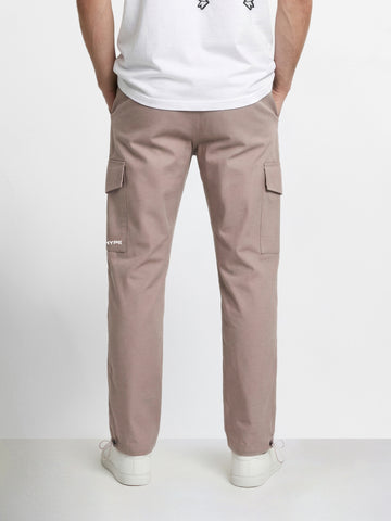 Men's Brown Relaxed Fit Solid Utility Cargo