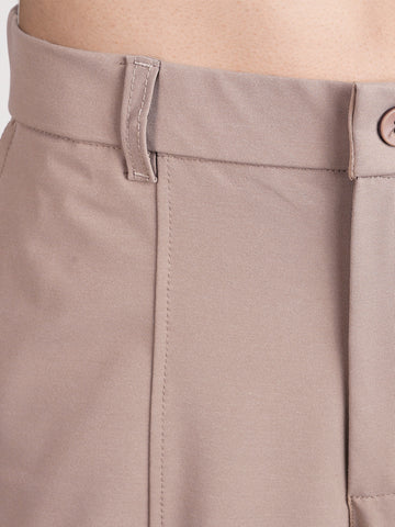 Men's Brown Relaxed Fit Solid Utility Cargo