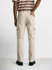 Men's Beige Relaxed Fit Solid Utility Cargo