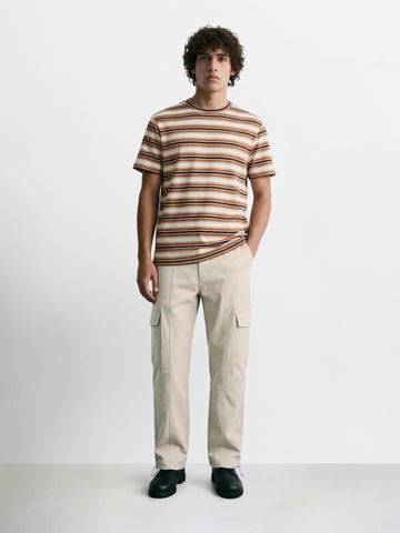 Men's Beige Relaxed Fit Solid Utility Cargo
