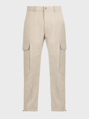 Men's Beige Relaxed Fit Solid Utility Cargo