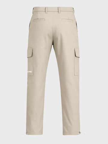 Men's Beige Relaxed Fit Solid Utility Cargo