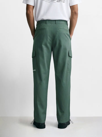 Men's Green Relaxed Fit Solid Utility Cargo