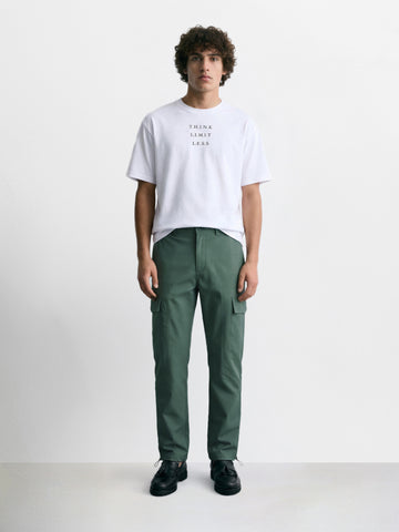 Men's Green Relaxed Fit Solid Utility Cargo