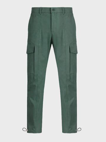 Men's Green Relaxed Fit Solid Utility Cargo