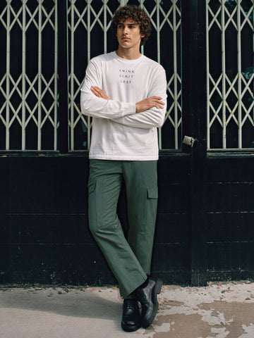 Men's Green Relaxed Fit Solid Utility Cargo