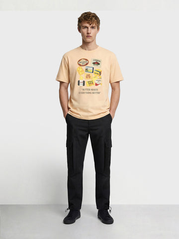 Men's Black Relaxed Fit Solid Utility Cargo