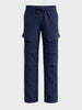 Men's Blue Relaxed Fit Solid Utility Cargo