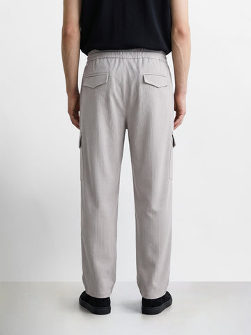 Men's Grey Relaxed Fit Solid Utility Cargo