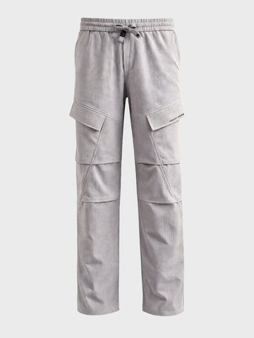 Men's Grey Relaxed Fit Solid Utility Cargo