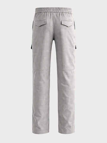 Men's Grey Relaxed Fit Solid Utility Cargo
