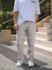 Men's Grey Relaxed Fit Solid Utility Cargo