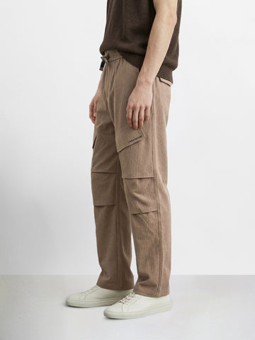Men's Brown Relaxed Fit Solid Utility Cargo