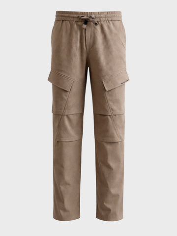 Men's Brown Relaxed Fit Solid Utility Cargo