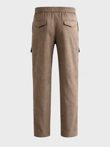 Men's Brown Relaxed Fit Solid Utility Cargo