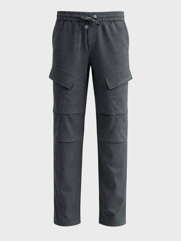 Men's Grey Relaxed Fit Solid Utility Cargo
