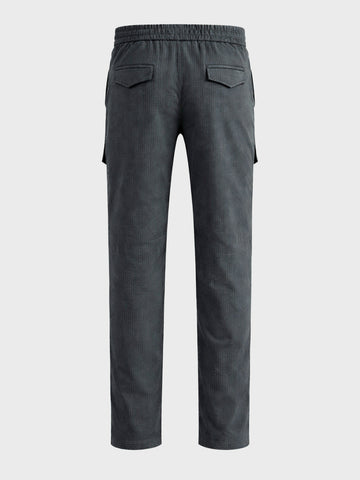 Men's Grey Relaxed Fit Solid Utility Cargo