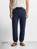 Men's Blue Relaxed Fit Solid Casual Joggers