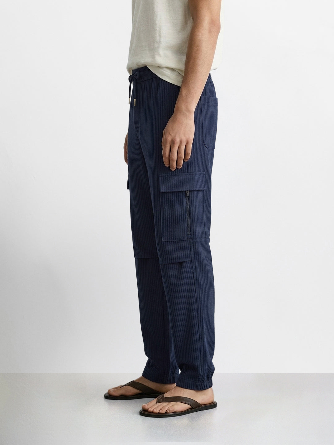 Men's Blue Relaxed Fit Solid Casual Joggers