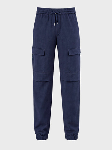 Men's Blue Relaxed Fit Solid Casual Joggers