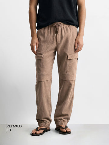 Men's Brown Relaxed Fit Solid Casual Joggers