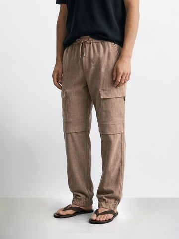 Men's Brown Relaxed Fit Solid Casual Joggers