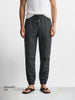 Men's Grey Relaxed Fit Solid Casual Joggers