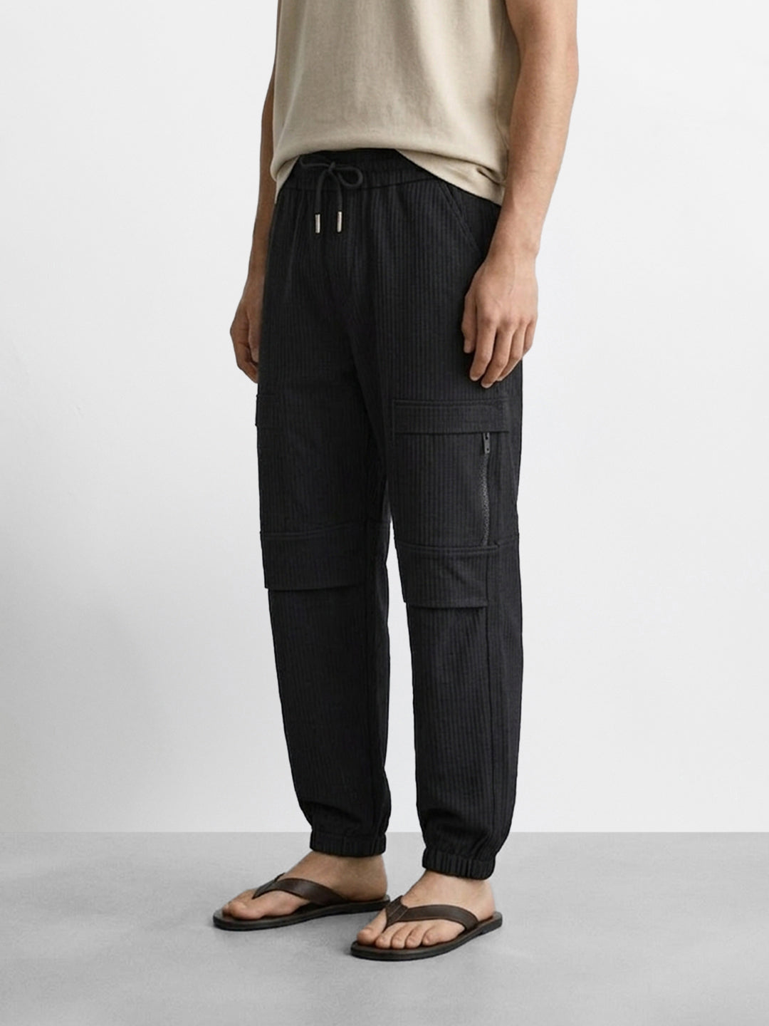 Men's Black Relaxed Fit Solid Casual Joggers