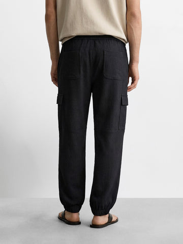 Men's Black Relaxed Fit Solid Casual Joggers
