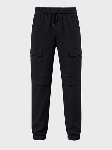 Men's Black Relaxed Fit Solid Casual Joggers