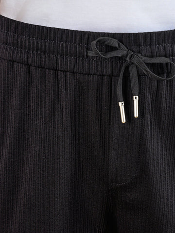 Men's Black Relaxed Fit Solid Casual Joggers