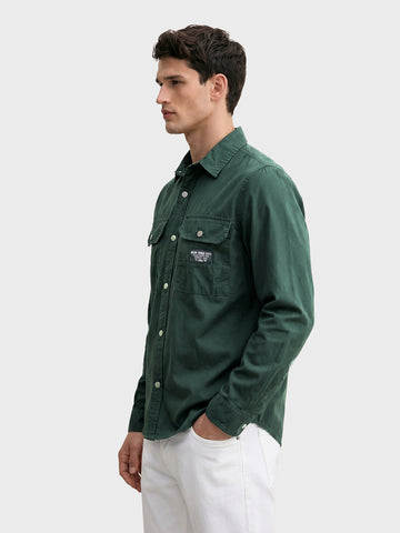 Men's Green Regular Fit Solid Casual Shirt