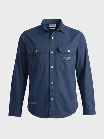 Men's Navy Blue Regular Fit Solid Casual Shirt