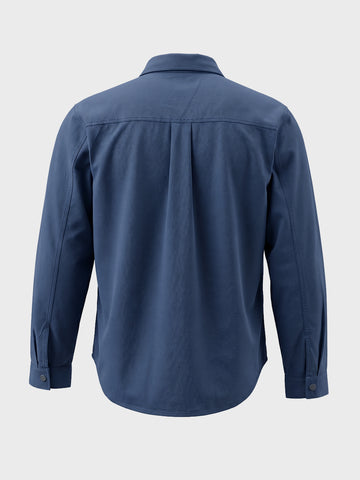 Men's Navy Blue Regular Fit Solid Casual Shirt