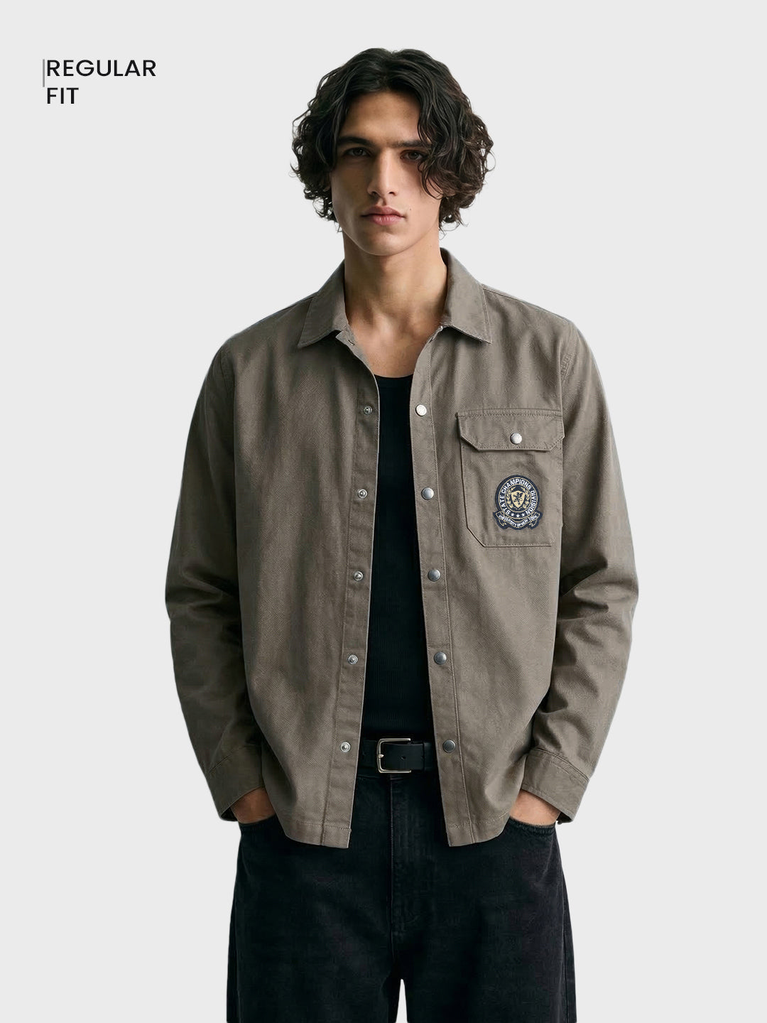 Men's Olive Regular Fit Solid Casual Shirt