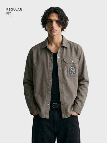 Men's Olive Regular Fit Solid Casual Shirt