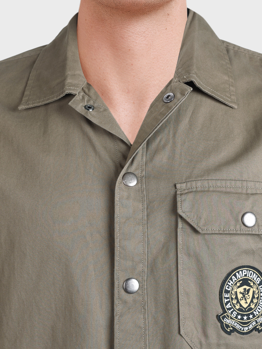 Men's Olive Regular Fit Solid Casual Shirt