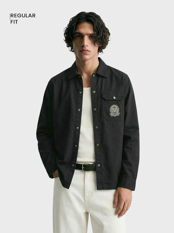 Men's Black Regular Fit Solid Casual Shirt