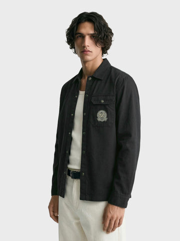 Men's Black Regular Fit Solid Casual Shirt