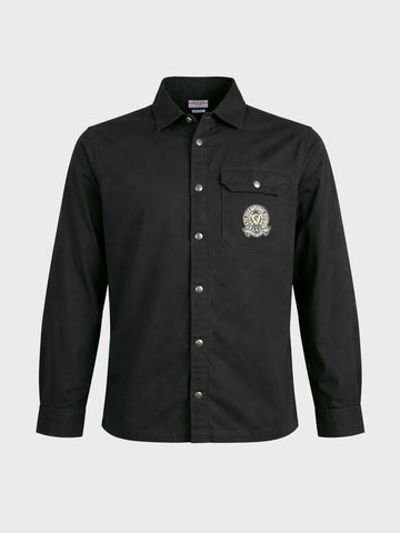 Men's Black Regular Fit Solid Casual Shirt