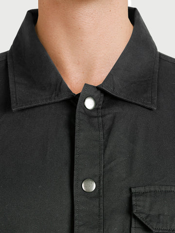 Men's Black Regular Fit Solid Casual Shirt