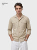Men's Cream Regular Fit Embroidered Casual Shirts